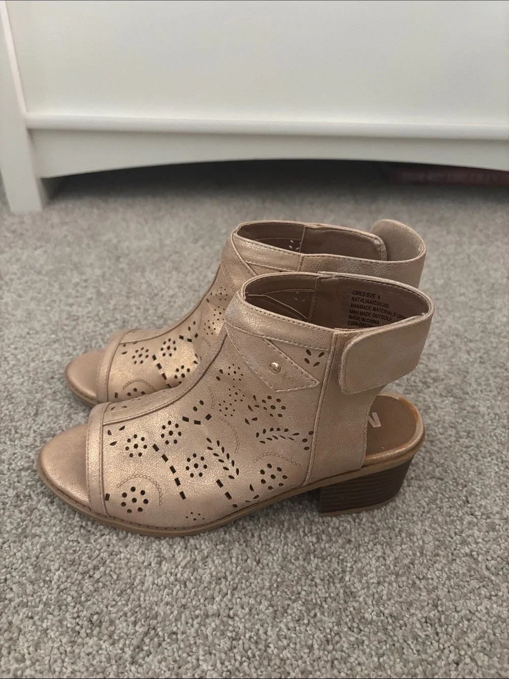 MIA Rose Gold Perforated Open-Toe Ankle Sandals